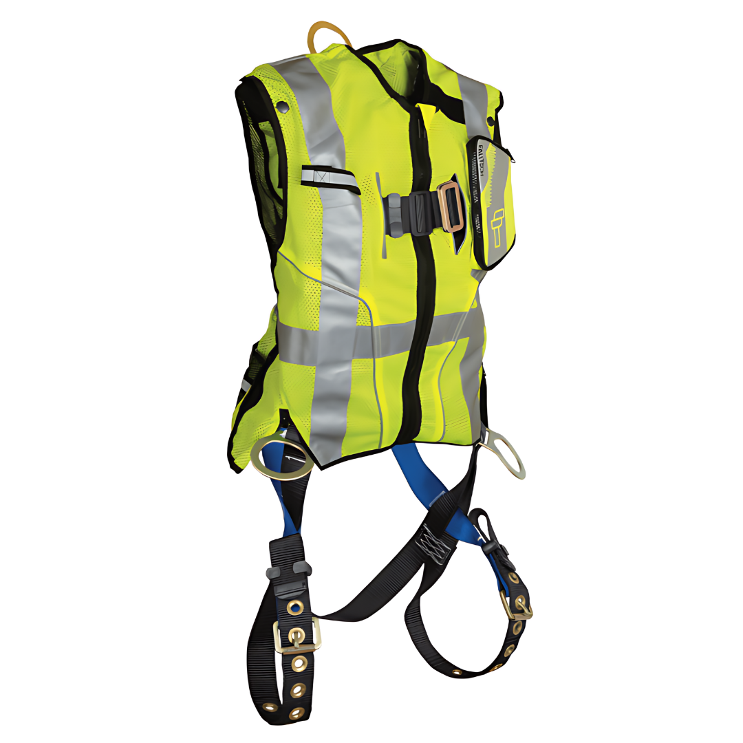 FallTech - Hi-Vis Lime Class 2 Vest with 3D Standard Non-belted Full Body Harness